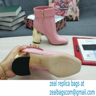 Dolce  &  Gabbana Heel 10.5cm Leather Ankle Boots Patent Pink with DG Karol Heel and Strap 2021